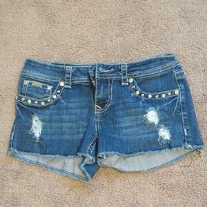 L.A. Idol Blue Denim Shorts with Stud Accents